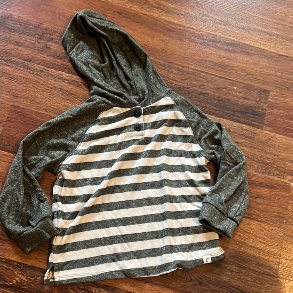 Striped Kids Hoodie in Green and White